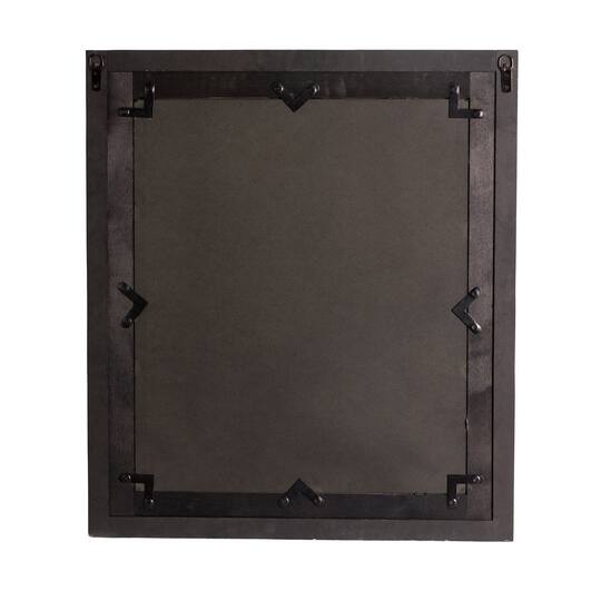 Glitzhome® 31.5" Washed White Wooden Farmhouse Square Windowpane Wall Mirror